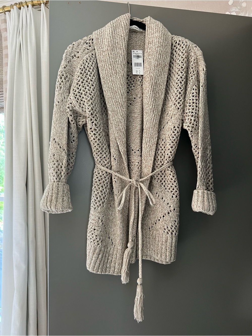 Abercrombie- Textural Stitch Belted Cardigan